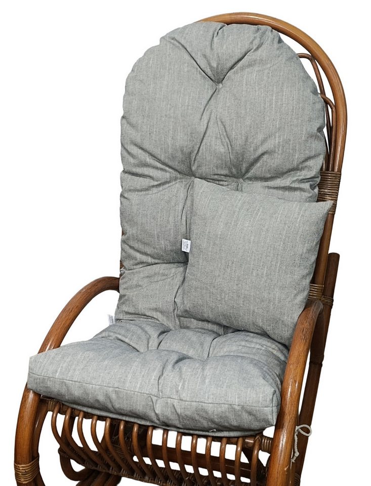 Rattani Polsterauflage Polster für Schaukelstuhl Liegestuhl 130x50x10 cm + Zierkissen 40x40, (Polster für Schaukelstuhl + Dekokissen), Stoff Uni Boheme Anthrazit . Viele weitere Farben lieferbar . von Rattani
