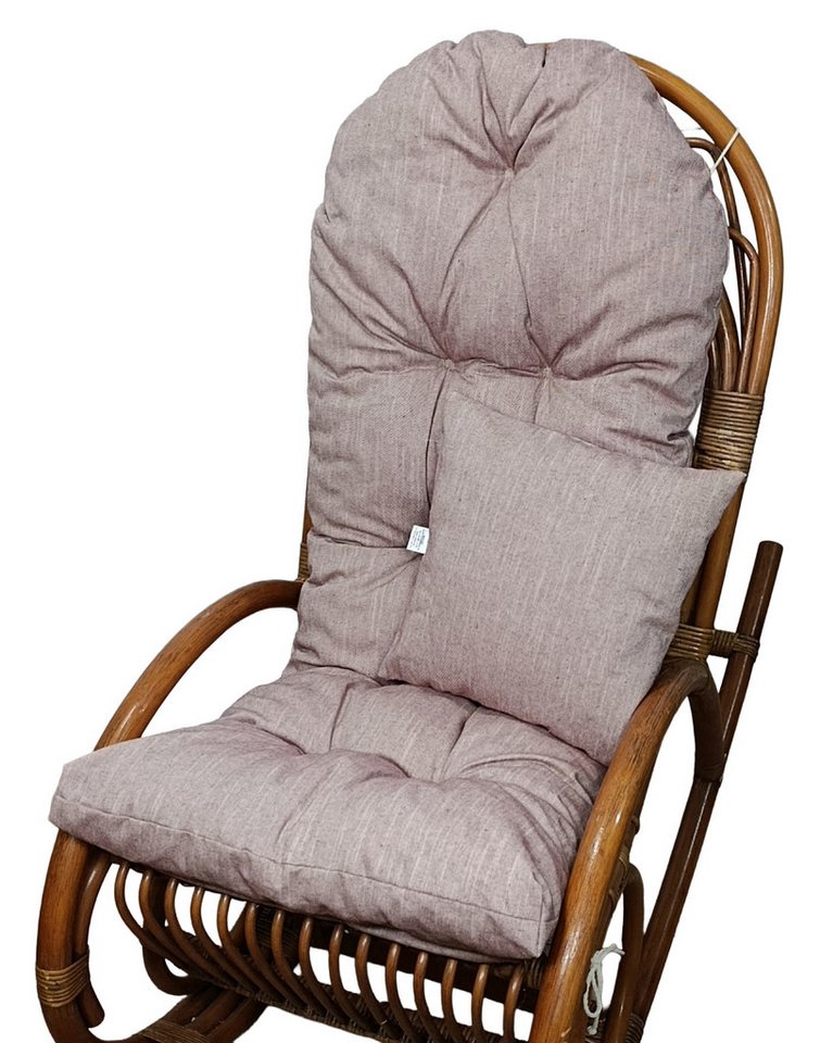Rattani Polsterauflage Polster für Schaukelstuhl Liegestuhl 130x50x10 cm + Zierkissen 40x40, (Polster für Schaukelstuhl + Dekokissen), Stoff Uni Boheme Bordeaux . Viele weitere Farben lieferbar . von Rattani