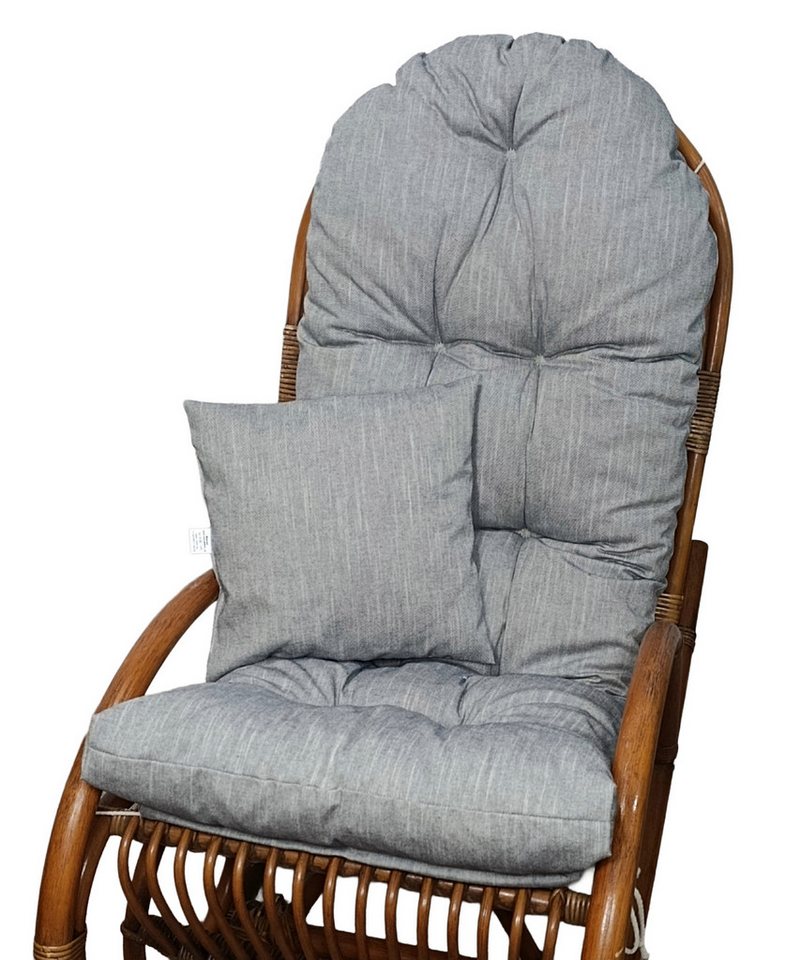 Rattani Polsterauflage Polster für Schaukelstuhl Liegestuhl 130x50x10 cm + Zierkissen 40x40, (Polster für Schaukelstuhl + Dekokissen), Stoff Uni Boheme Marino . Viele weitere Farben lieferbar . von Rattani