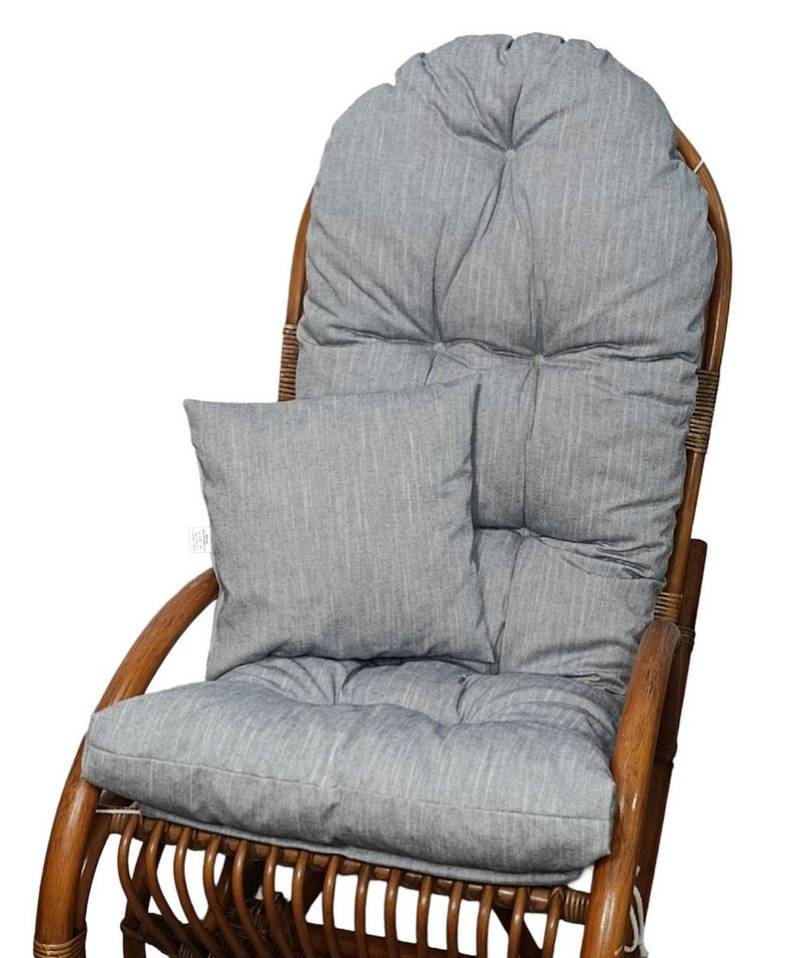 Rattani Polsterauflage Polster für Schaukelstuhl Liegestuhl 130x50x10 cm + Zierkissen 40x40, (Polster für Schaukelstuhl + Dekokissen), Stoff Uni Boheme Marino . Viele weitere Farben lieferbar . von Rattani