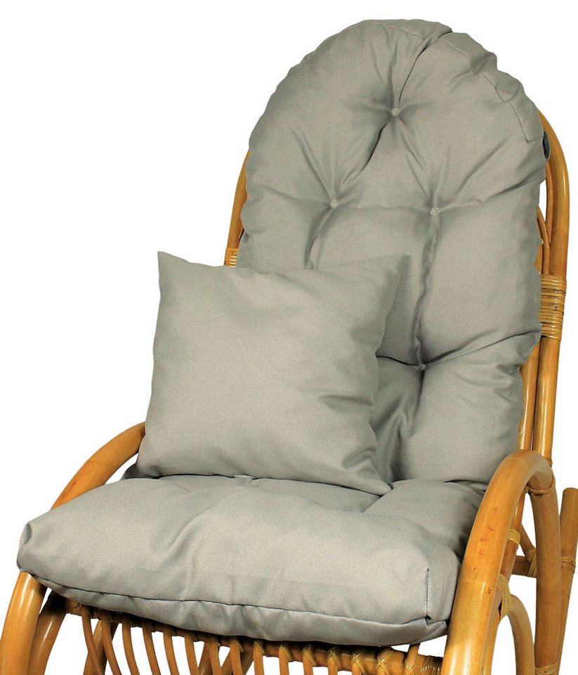 Rattani Polsterauflage Polster für Schaukelstuhl Liegestuhl 130x50x10 cm + Zierkissen 40x40, (Set Schaukelstuhlkissen + Zierkissen), Stoff Uni Living dunkelgrau . Viele weitere Farben lieferbar . von Rattani