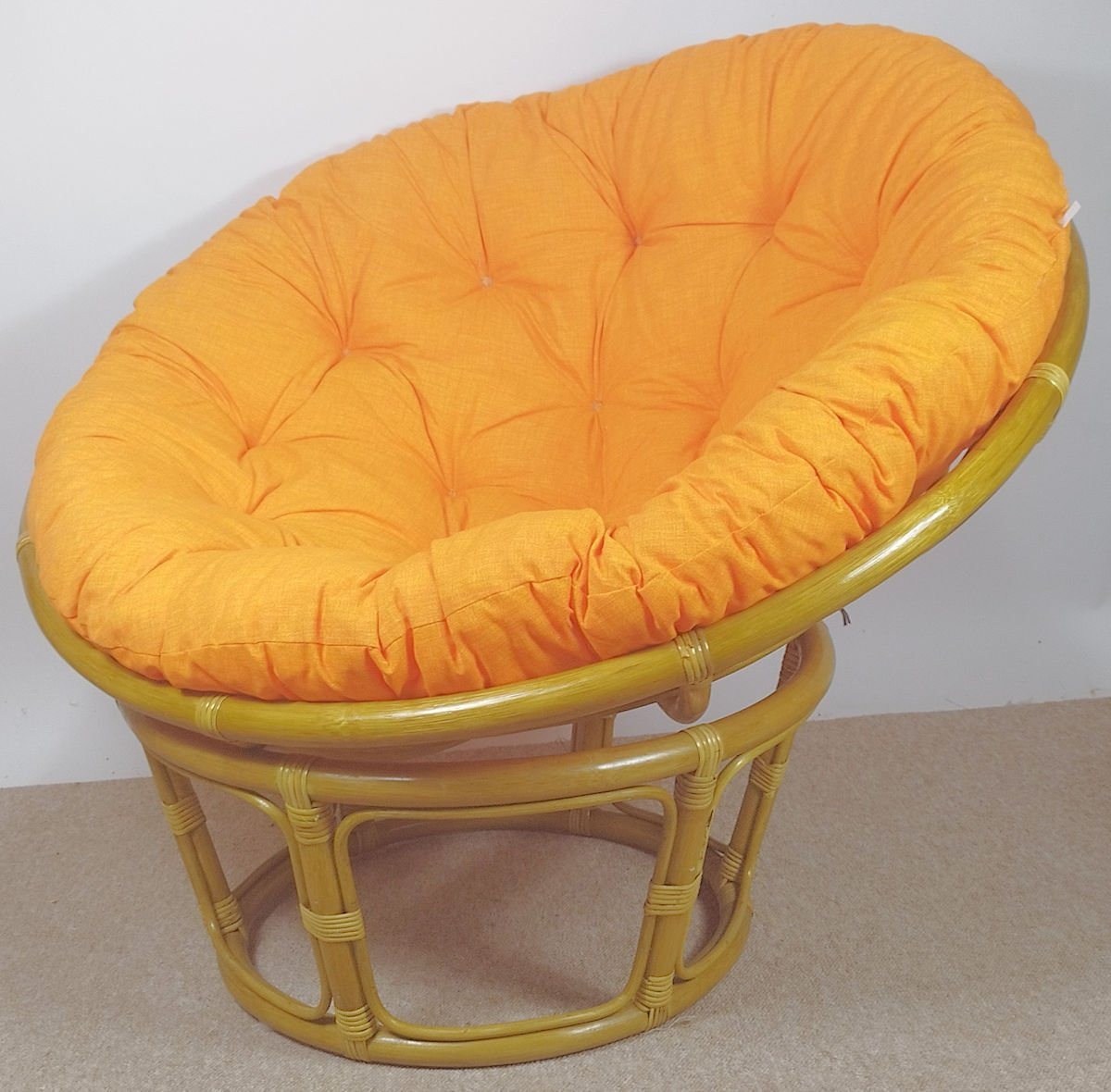 Rattani Rattanstuhl Rattan Papasan Sessel inkl. hochwertigen Polster D 110 cm Fb. honig, Hochwertiges Kissen in Uni Living Orange Rattani Rattanstuhl Rattan Papasan Sessel inkl. hochwertigen Polster D 110 cm Fb. honig, Hochwertiges Kissen in Uni Living Orange von Rattani