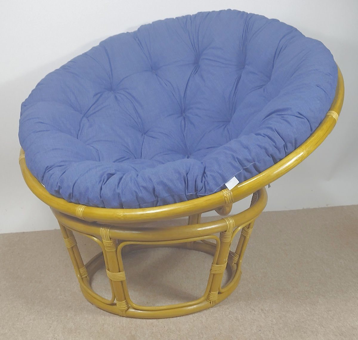 Rattani Rattanstuhl Rattan Papasan Sessel inkl. hochwertigen Polster D 110 cm Fb. honig, Hochwertiges Kissen in Uni Living dunkelblau Rattani Rattanstuhl Rattan Papasan Sessel inkl. hochwertigen Polster D 110 cm Fb. honig, Hochwertiges Kissen in Uni Living dunkelblau von Rattani