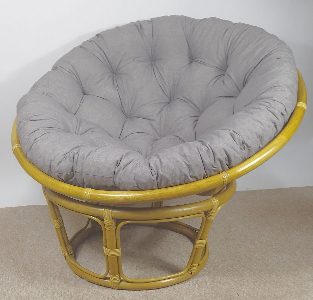 Rattani Rattanstuhl Rattan Papasan Sessel inkl. hochwertigen Polster D 110 cm Fb. honig, Hochwertiges Kissen in Uni Living dunkelgrau Rattani Rattanstuhl Rattan Papasan Sessel inkl. hochwertigen Polster D 110 cm Fb. honig, Hochwertiges Kissen in Uni Living dunkelgrau von Rattani