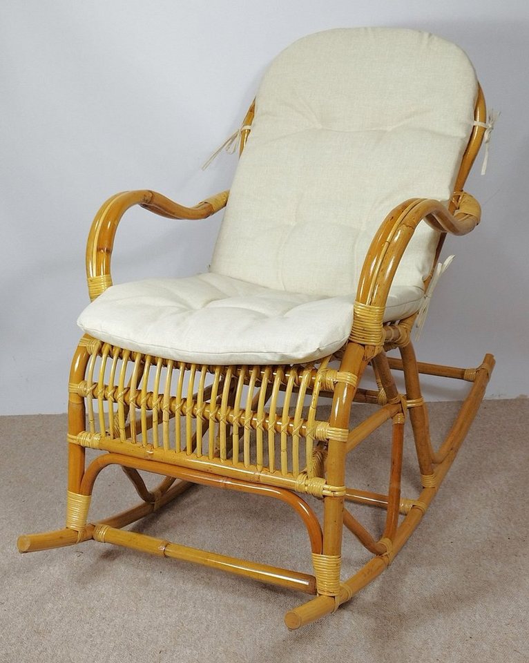 Rattani Schaukelstuhl Rattan Schaukelstuhl Semanbo Rocking Chair + Polster von Rattani