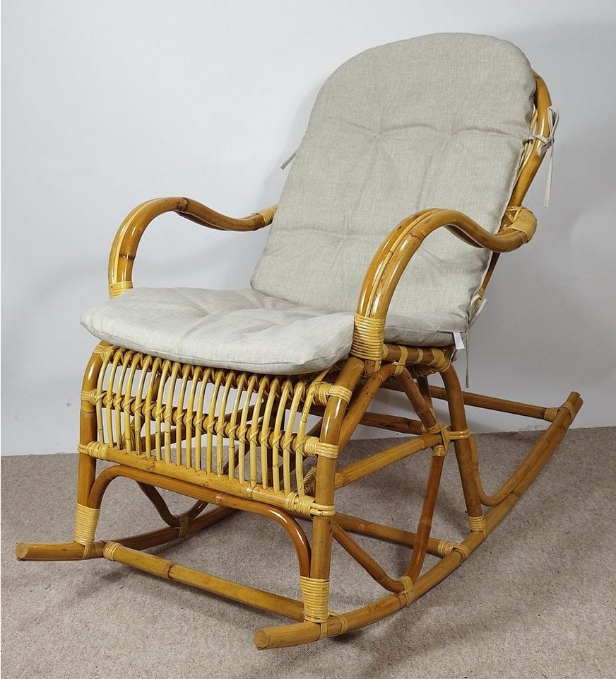 Rattani Schaukelstuhl Rattan Schaukelstuhl Semanbo Rocking Chair + Polster von Rattani