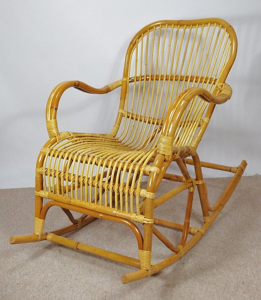 Rattani Schaukelstuhl Rattan Schaukelstuhl Semanbo Rocking Chair honig von Rattani