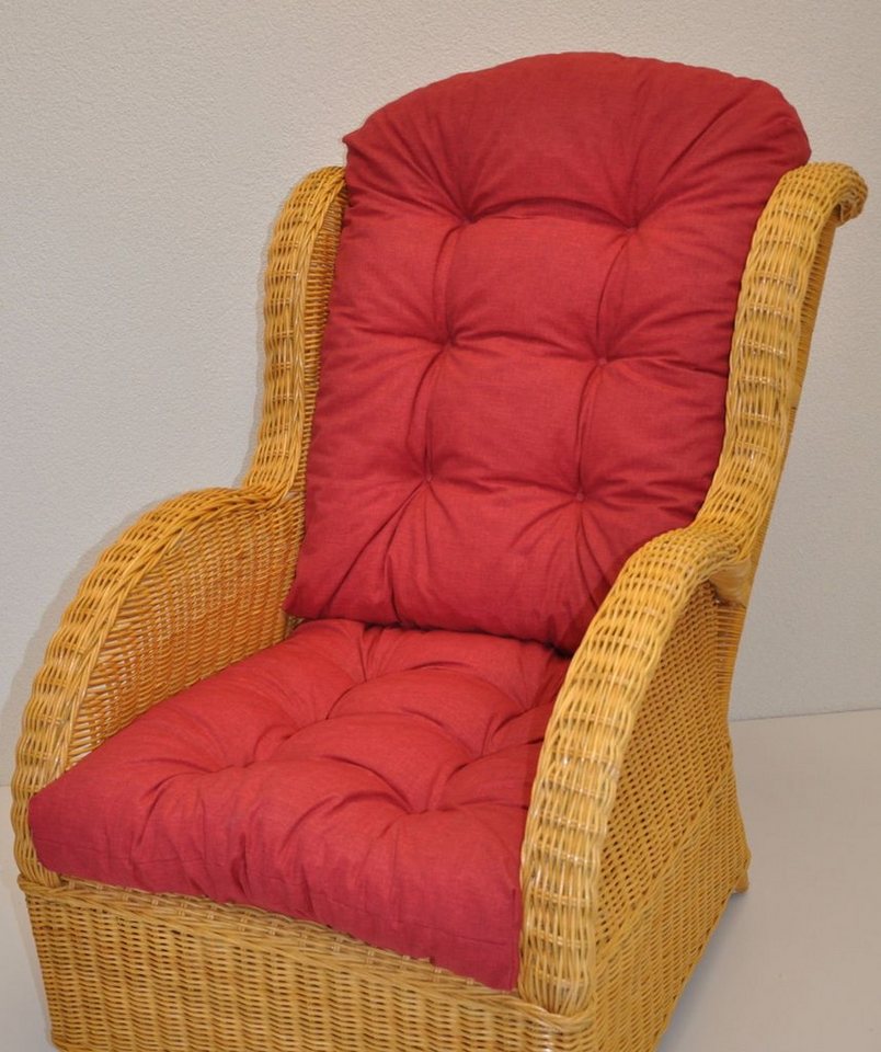 Rattani Sesselauflage Polster Kissen für Rattan Ohrensessel / Rattansessel, Color rot von Rattani