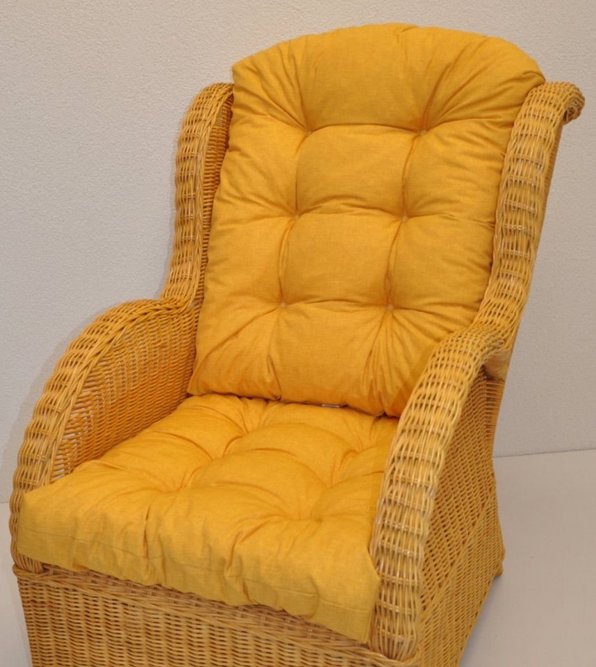 Rattani Sesselauflage Polster Kissen für Rattan Ohrensessel Rattansessel, Color gelb von Rattani