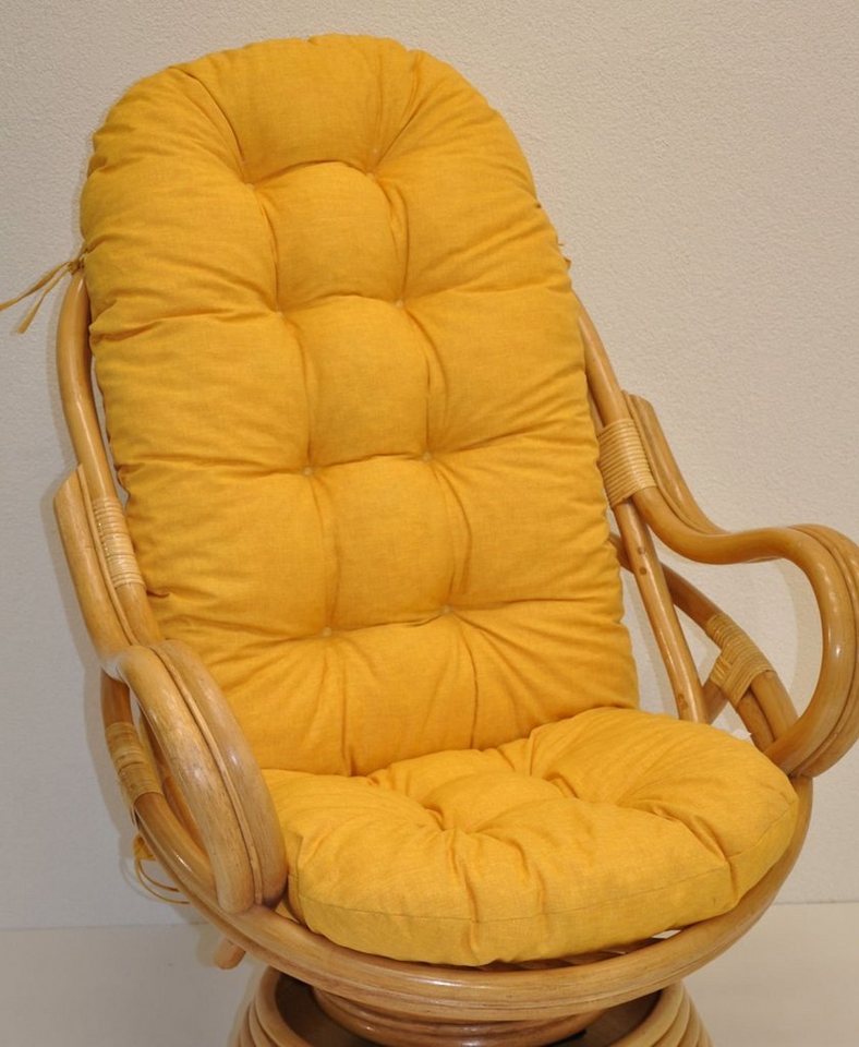 Rattani Sesselauflage Polster für Rattan Schaukelstuhl, Drehsessel L 135 cm, Color gelb von Rattani