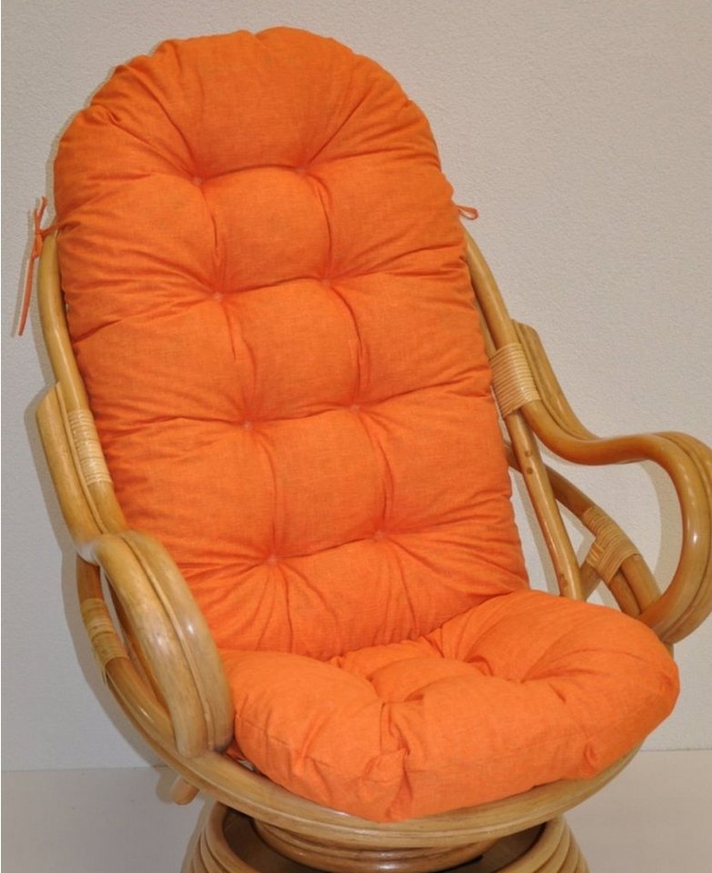 Rattani Sesselauflage Polster für Rattan Schaukelstuhl Drehsessel L 135 cm, Color orange von Rattani