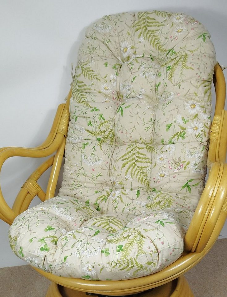 Rattani Sesselauflage Polster für Rattan Schaukelstuhl Drehsessel L 135 cm Color Gräser von Rattani