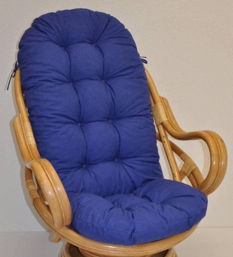 Rattani Sesselauflage Polster für Rattan Schaukelstuhl Drehsessel L 135 cm Color dunkelblau von Rattani