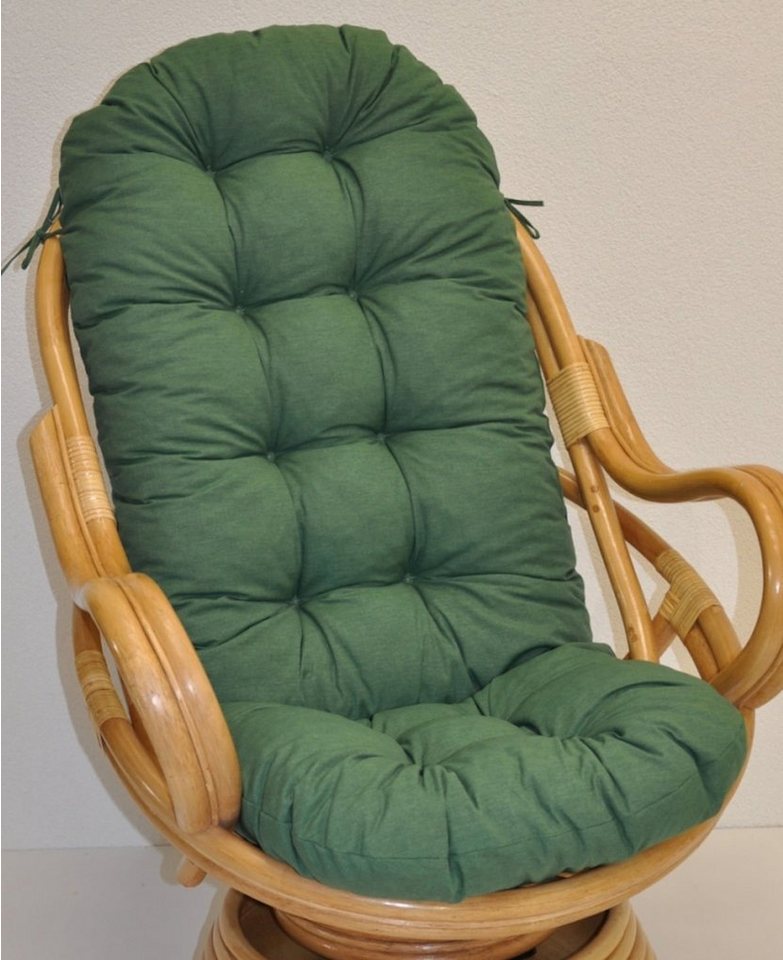Rattani Sesselauflage Polster für Rattan Schaukelstuhl Drehsessel L 135 cm Color dunkelgrün von Rattani