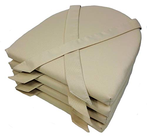 Rattani Set 4 x Stuhlkissen/Sitzkissen Marina halbrund mit Schleife 42 x 45 cm Dicke 5 cm, Fb. beige, Polyester von Rattani