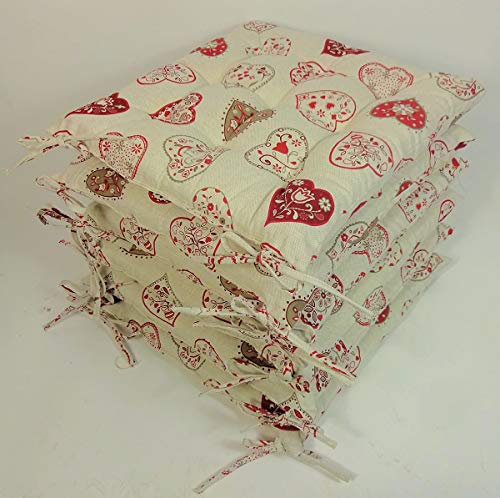 Rattani - Set 6 x Stuhlkissen/Sitzkissen Fabia 40 x 40 cm Dicke 5 cm, Fb. Mirha Leinen Herz - Made in EU Rattani - Set 6 x Stuhlkissen/Sitzkissen Fabia 40 x 40 cm Dicke 5 cm, Fb. Mirha Leinen Herz - Made in EU von Rattani