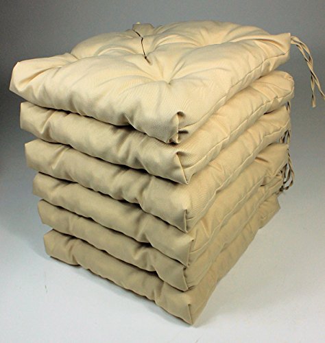 Rattani - Set 6 x Stuhlkissen/Sitzkissen Klara 42 x 42 cm Dicke 8 cm, Fb. beige, Polyester - Made in EU von Rattani