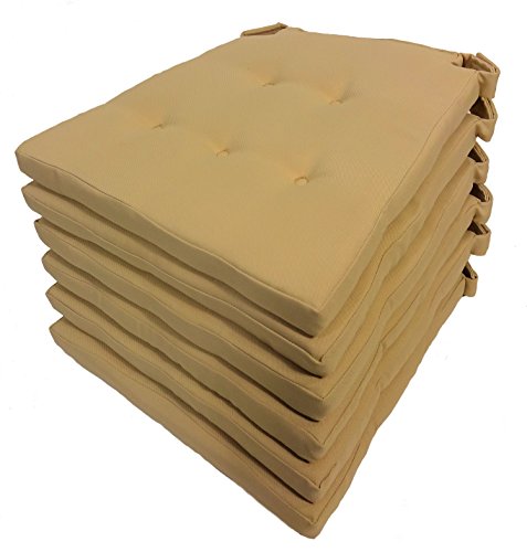 Rattani - Set 6 x Stuhlkissen/Sitzkissen Malma mit Klettband 43 x 41 cm Dicke 3,5 cm, Fb. beige, Polyester - Made in EU von Rattani