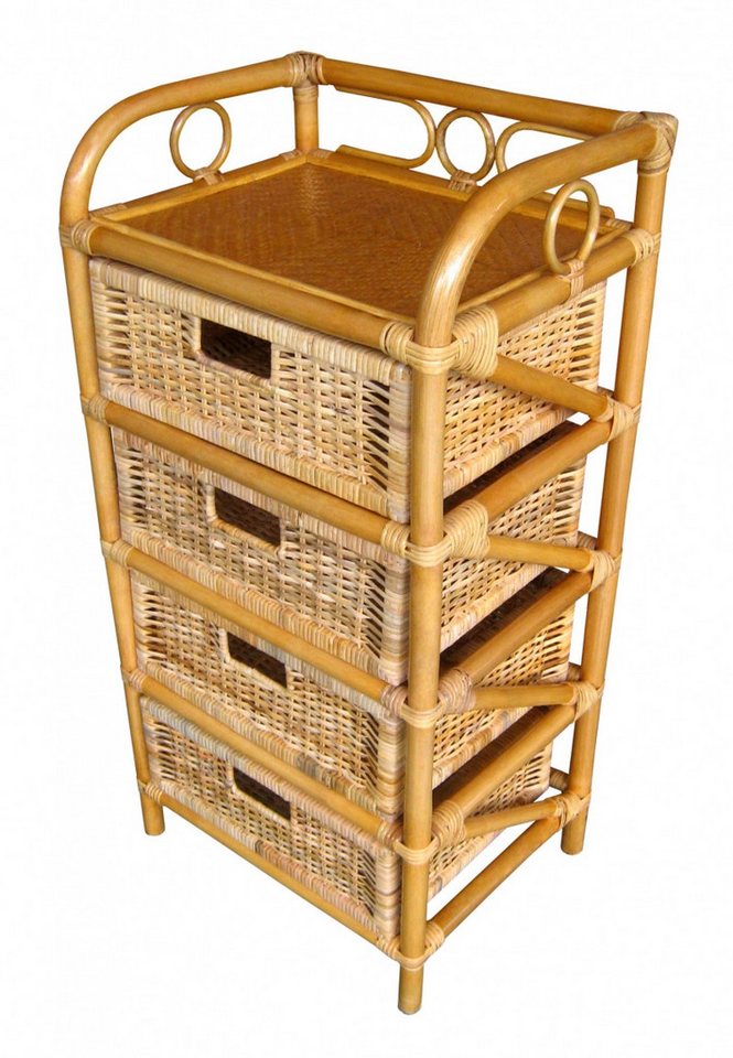 Rattani Standregal Rattanregal mit 4 Schüben, Korbregal mit Schub Fb. honig von Rattani