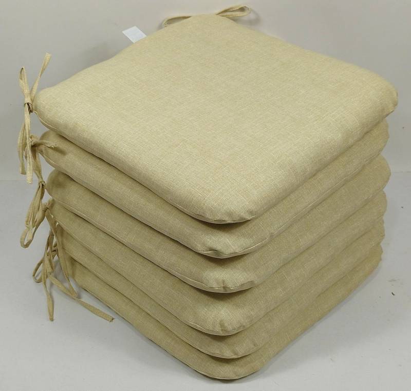 Rattani Stuhlkissen Sitzkissen Stuhlkissen Billy 40 x 40 cm beige, Set 6 von Rattani