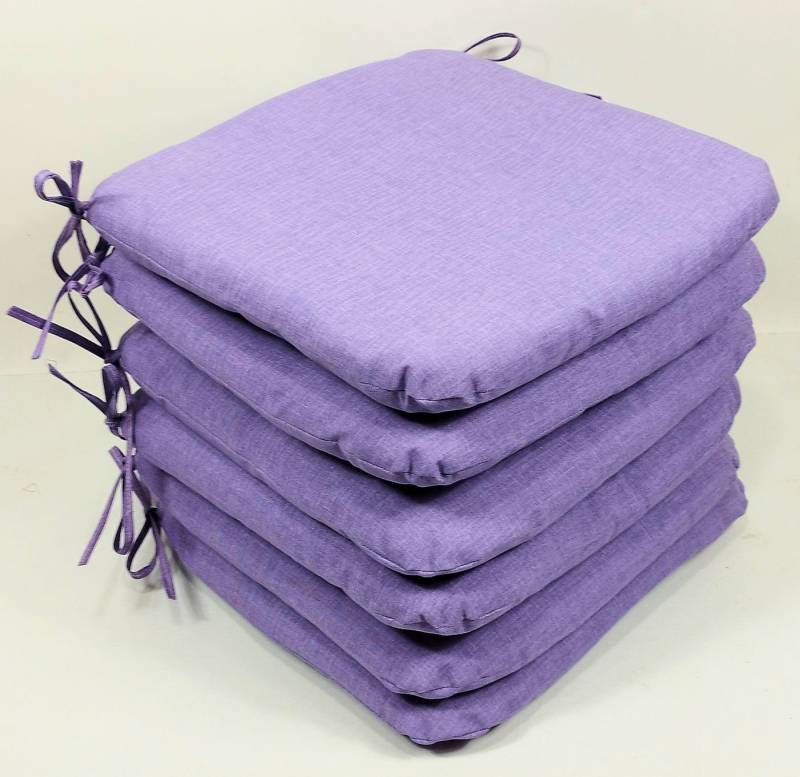 Rattani Stuhlkissen Sitzkissen Stuhlkissen Billy 40 x 40 cm violett, Set 6 von Rattani