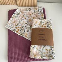 Babydecke Blumenwiese | Musselin Mit Waffelpique 100 X 70 cm Auch Als Geschenk-Set von RatzFratzHandmade