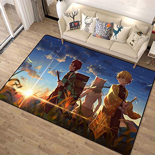 Rauans 3D Demon Slayer Teppich Anime Teppiche für Schlafzimmer Dekoration Fußmatten,A,80X120cm von Rauans