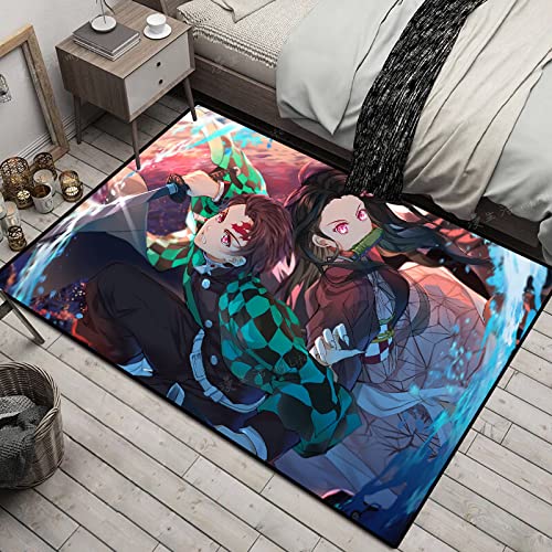 3D Demon Slayer Teppich Anime Teppiche für Schlafzimmer Dekoration Fußmatten,A,80X120cm von Rauans