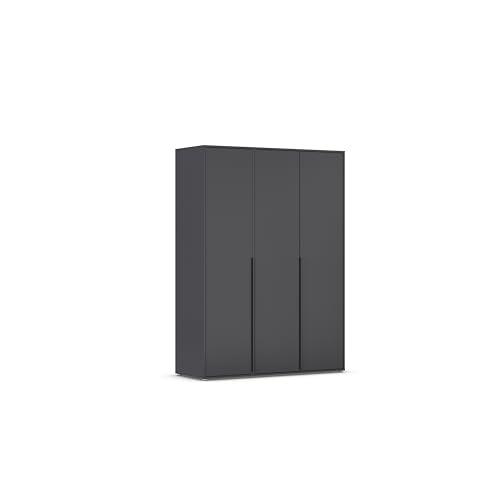 Rauch Möbel Nagata, Drehtürenschrank, Kleiderschrank, Kleiderschränke, Garderobe, 3-türig, Farbe Grau metallic, Schwarz, 140x194x53cm von Rauch Möbel