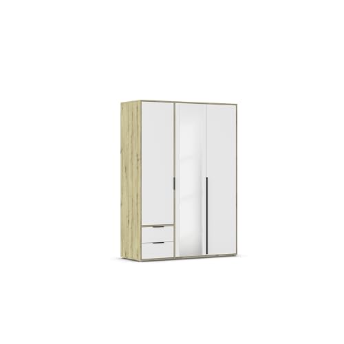 Rauch Möbel Nagata, Drehtürenschrank, Kleiderschrank, Kleiderschränke, Garderobe, 3-türig, 1 Spiegeltüre, 2 Schubladen, S piegel/Glas teilaufgelegt, Farbe Weiß/Eiche Artisan, Holz, 140x194x53cm Rauch Möbel Nagata, Drehtürenschrank, Kleiderschrank, Kleiderschränke, Garderobe, 3-türig, 1 Spiegeltüre, 2 Schubladen, S piegel/Glas teilaufgelegt, Farbe Weiß/Eiche Artisan, Holz, 140x194x53cm von Rauch Möbel