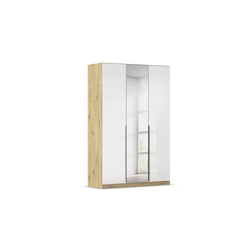 Rauch Möbel Alabama, Kleiderschrank, Garderobenschrank, 3-türig, Spiegel, Zubehör Basic, 2 Kleiderstangen, 2 Einlegeböden, Farbe Hochglanz Weiß/Eiche Artisan, Holz, Griff Grau metallic, 136x210x54cm Rauch Möbel Alabama, Kleiderschrank, Garderobenschrank, 3-türig, Spiegel, Zubehör Basic, 2 Kleiderstangen, 2 Einlegeböden, Farbe Hochglanz Weiß/Eiche Artisan, Holz, Griff Grau metallic, 136x210x54cm von Rauch Möbel