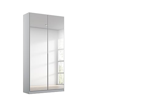 Rauch Möbel Alabama Drehtürenschrank Schrank Kleiderschrank Grau mit Spiegel, 2-türig, Inklusive Zubehörpaket Basic, 1 Kleiderstange, 1 Einlegeboden, BxHxT 91x210x54 cm von Rauch Möbel