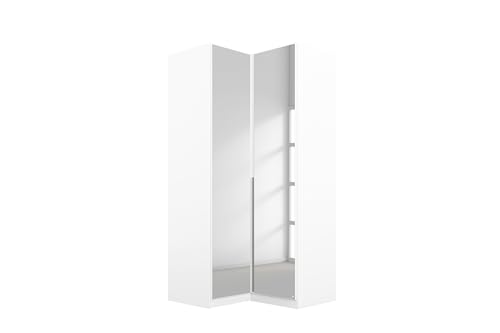 Rauch Möbel Alabama Eckschrank Schrank Kleiderschrank Weiss mit Spiegel, 2-türig, Inklusive Zubehörpaket Basic, 1 Kleiderstange, 5 Einlegeböden, BxHxT 100x210x102 cm von Rauch Möbel