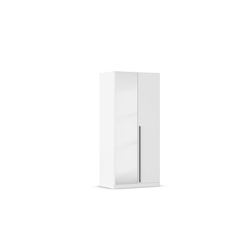 Rauch Möbel Alba, Kleiderschrank, Garderobenschrank 2-türig, mit Spiegel, mit 1 Kleiderstange, 1 Einlegeboden und Schubladeneinsatz, Farbe Weiß, Griffstange Grau metallic, Schwarz, 91x197x54cm Rauch Möbel Alba, Kleiderschrank, Garderobenschrank 2-türig, mit Spiegel, mit 1 Kleiderstange, 1 Einlegeboden und Schubladeneinsatz, Farbe Weiß, Griffstange Grau metallic, Schwarz, 91x197x54cm von Rauch Möbel