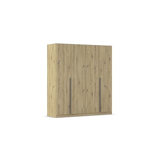 Rauch Möbel Alba, Kleiderschrank, Garderobenschrank 4-türig, mit 3 Kleiderstangen, 4 Einlegeböden und Schubladeneinsatz, Farbe Eiche Artisan, Holz, Griffstange Grau metallic, Schwarz, 181x197x54cm Rauch Möbel Alba, Kleiderschrank, Garderobenschrank 4-türig, mit 3 Kleiderstangen, 4 Einlegeböden und Schubladeneinsatz, Farbe Eiche Artisan, Holz, Griffstange Grau metallic, Schwarz, 181x197x54cm von Rauch Möbel