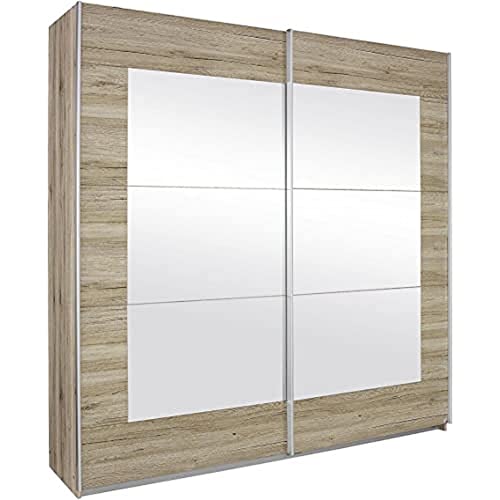 Rauch Möbel Alegro Schrank Schwebetürenschrank Kleiderschrank in Weiß mit Spiegel 2-türig, inklusive Zubehörpaket Basic 2 Kleiderstangen, 2 Einlegeböden BxHxT 181x210x62 cm von Rauch Möbel