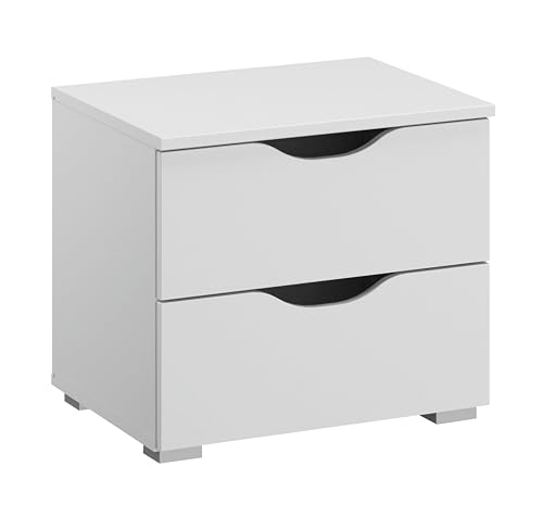 Rauch Möbel Alvara Nachttisch kleine Kommode, Nachttisch mit Schubladen in Weiß und 2 Schubladen BxHxT 47 x 43 x 42 cm von Rauch Möbel