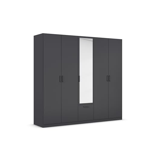 Rauch Möbel Bari, Kleiderschrank, Schrank, Garderobe, Organizer, 5-türig, mit Spiegel, 1 Schublade für mehr Stauraum , Farbe Graumetallic, Schwarz, Griffe Grau metallic, 226x210x54cm Rauch Möbel Bari, Kleiderschrank, Schrank, Garderobe, Organizer, 5-türig, mit Spiegel, 1 Schublade für mehr Stauraum , Farbe Graumetallic, Schwarz, Griffe Grau metallic, 226x210x54cm von Rauch Möbel