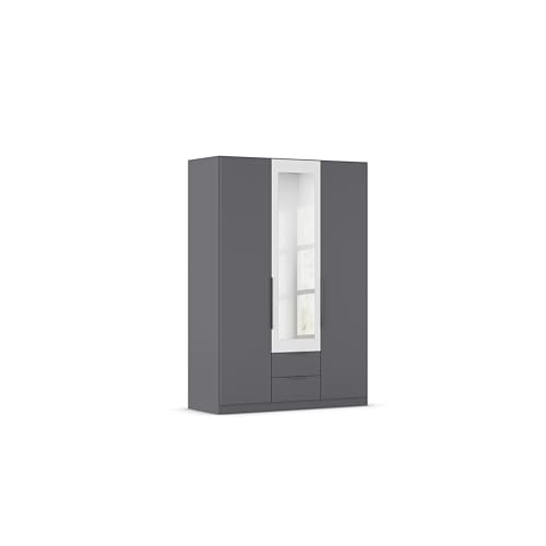 Rauch Möbel Belfast Kleiderschrank, Schrank, Garderobe, Organizer, 3-türig, mit Spiegel, 2 Schubladen, Farbe Grau metallic/Weiß, Schwarz, Kurze Griffleisten Grau metallic, 136x197x54cm Rauch Möbel Belfast Kleiderschrank, Schrank, Garderobe, Organizer, 3-türig, mit Spiegel, 2 Schubladen, Farbe Grau metallic/Weiß, Schwarz, Kurze Griffleisten Grau metallic, 136x197x54cm von Rauch Möbel