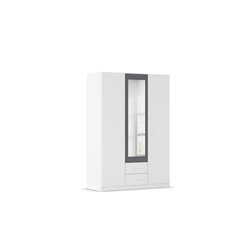 Rauch Möbel Belfast Kleiderschrank, Schrank, Garderobe, Organizer, 3-türig, mit Spiegel, 2 Schubladen für mehr Stauraum, Farbe Weiß, Stangengriff Weiß, 136x197x54cm Rauch Möbel Belfast Kleiderschrank, Schrank, Garderobe, Organizer, 3-türig, mit Spiegel, 2 Schubladen für mehr Stauraum, Farbe Weiß, Stangengriff Weiß, 136x197x54cm von Rauch Möbel