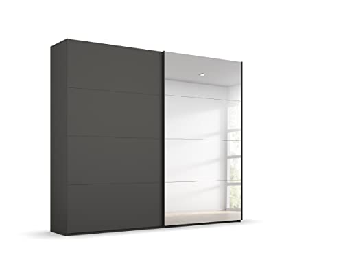 Rauch Möbel Beluga Schwebetürenschrank Schrank Kleiderschrank Graphit mit Spiegel, 2-türig, Inklusive 3 Kleiderstangen, 3 Einlegeböden, BxHxT 225x236x69 cm von Rauch Möbel