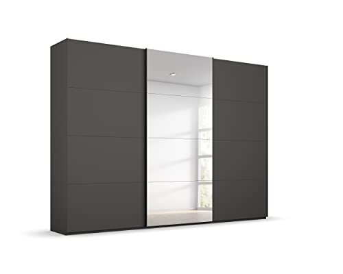 Rauch Möbel Beluga Schwebetürenschrank Schrank Kleiderschrank Graphit mit Spiegel, 3-türig,Inklusive 3 Kleiderstangen, 3 Einlegeböden, BxHxT 270x236x69 cm von Rauch Möbel