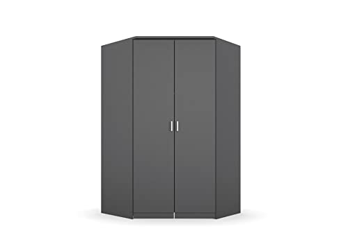 Rauch Möbel Bremen Eckschrank Kleiderschrank Schrank in Grau Metallic 2-türig inklusive Zubehörpaket Basic 1 Kleiderstange, 9 Einlegeböden BxHxT 117x199x117 cm von Rauch Möbel