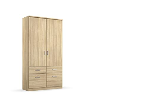 Rauch Möbel Bremen Schrank Drehtürenschrank Kleiderschrank in Eiche Sonoma mit 4 Schubladen 2-türig, inklusive Zubehörpaket Basic 1 Kleiderstange, 2 Einlegeböden BxHxT 91 x 199 x 58 cm von Rauch Möbel