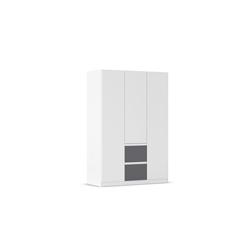 Rauch Möbel Bristol, Drehtürenschrank, Kleiderschrank, Schrank, Garderobe, 3-türig, 2 Schubladen in Grau metallic, Schwarz, Farbe Weiß, Griffprofil Weiß, Push-to-Open, 136x197x54cm Rauch Möbel Bristol, Drehtürenschrank, Kleiderschrank, Schrank, Garderobe, 3-türig, 2 Schubladen in Grau metallic, Schwarz, Farbe Weiß, Griffprofil Weiß, Push-to-Open, 136x197x54cm von Rauch Möbel