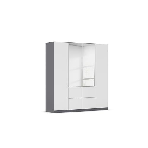 Rauch Möbel Bristol, Drehtürenschrank, Kleiderschrank, Schrank, Garderobe, 4-türig, 2 Spiegeltüren, 4 Schubladen, Farbe Grau metallic/Weiß, Schwarz, Griffprofil Weiß, Push-to-Open, 181x197x54cm Rauch Möbel Bristol, Drehtürenschrank, Kleiderschrank, Schrank, Garderobe, 4-türig, 2 Spiegeltüren, 4 Schubladen, Farbe Grau metallic/Weiß, Schwarz, Griffprofil Weiß, Push-to-Open, 181x197x54cm von Rauch Möbel