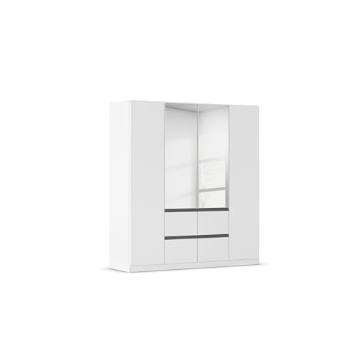 Rauch Möbel Bristol, Drehtürenschrank, Kleiderschrank, Schrank, Garderobe, 4-türig, 2 Spiegeltüren, 4 Schubladen, Farbe Weiß, Griffprofil Grau metallic, Push-to-Open, 181x197x54cm Rauch Möbel Bristol, Drehtürenschrank, Kleiderschrank, Schrank, Garderobe, 4-türig, 2 Spiegeltüren, 4 Schubladen, Farbe Weiß, Griffprofil Grau metallic, Push-to-Open, 181x197x54cm von Rauch Möbel