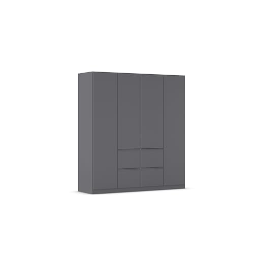 Rauch Möbel Bristol, Drehtürenschrank, Kleiderschrank, Schrank, Garderobe, 4-türig, 4 Schubladen, Farbe Grau metallic, Schwarz, Griffprofil Grau metallic, Push-to-Open, 181x197x54cm Rauch Möbel Bristol, Drehtürenschrank, Kleiderschrank, Schrank, Garderobe, 4-türig, 4 Schubladen, Farbe Grau metallic, Schwarz, Griffprofil Grau metallic, Push-to-Open, 181x197x54cm von Rauch Möbel