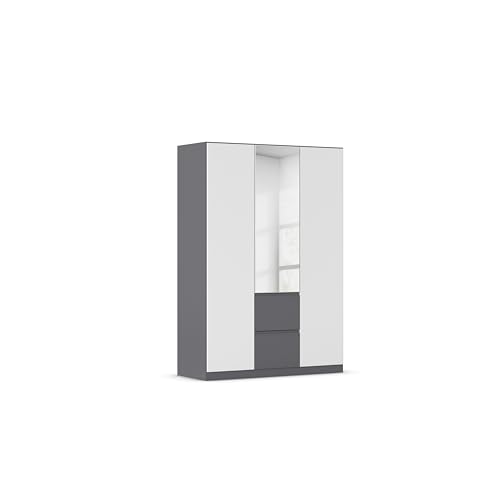 Rauch Möbel Bristol, Drehtürenschrank, Schrank, Garderobe, 3-türig, mit Spiegel, 2 Schubladen in Grau metallic, Farbe Grau metallic/Weiß, Schwarz, Push-to-Open, 136x197x54cm Rauch Möbel Bristol, Drehtürenschrank, Schrank, Garderobe, 3-türig, mit Spiegel, 2 Schubladen in Grau metallic, Farbe Grau metallic/Weiß, Schwarz, Push-to-Open, 136x197x54cm von Rauch Möbel