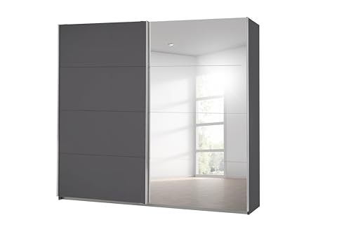 Rauch Möbel Caracas Schrank Kleiderschrank Schwebetürenschrank, Grau, 2-trg., inkl. Zubehörpaket Basic 2 Kleiderstangen, 2 Einlegeböden, BxHxT 226x210x62 cm von Rauch Möbel